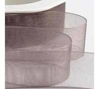 Italian Options Rollo de cinta de gasa de organza, 25 mm x 20 m, color gris ahumado