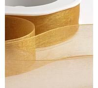 Italian Options Rollo de cinta de gasa de organza, 38 mm x 20 m, color dorado envejecido