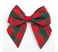 Italian Options Tartan Check Bows Lazos de Cinta, Poliéster, Rojo y Verde, 10 cm, 6