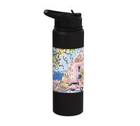 Italian Summer Pink Scooter and Lemons Stainless Steel Insulated Water Bottle