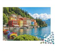 Italian Village Puzzle 1000 Piezas Reciclado Material Lake como Scenery Puzzles para Niños y Niñas a Partir de 6 Años Educativo Game Challenge Parent Child Toy 52x38cm/1000pcs
