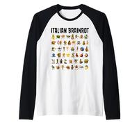 Italiano Brainrot Gen-Z Meme Funny Brain Pudrición Todos los Personajes Camiseta Manga Raglan