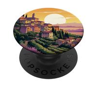 Italiano Verano Puesta del Sol Toscana Pueblo Lofi Paisaje PopSockets PopGrip Adhesivo