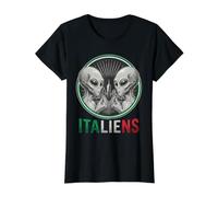 Italiens Extraterrestre Gesto con la Mano Divertido Ciencia Camiseta gráfica económica, Mujer, Negro, S
