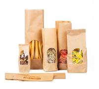 Italpak Bolsas para alimentos con fondo cuadrado de papel con ventana transparente, 10 + 6 x 30 cm, 50 unidades