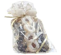 Italpak Bolsas transparentes para alimentos 'Dolceneve', sobres galletas, dulces, tartas, regalos, bolsas de Navidad, polipropileno, dorado/blanco, 25 x 40 cm, 50 unidades