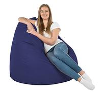 Italpouf Puff Pera XXL Gigante, Interior, Polipiel, Adultos, Relleno Perlas Poliestireno, Azul Marino, 130x100 cm