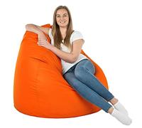 Italpouf Puff Pera XXL Gigante, Interior, Polipiel, Adultos, Relleno Perlas Poliestireno, Naranja, 130x100 cm