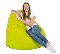 Italpouf Puff Pera XXL Gigante, Interior, Polipiel, Adultos, Relleno Perlas Poliestireno, Verde Lima, 130x100 cm
