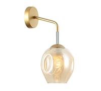 Italux Borgo - Aplique de pared moderno dorado, miel 1 luz con pantalla ámbar, E27