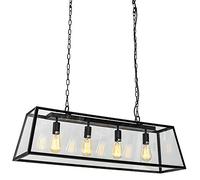 Italux Laverno - Lámpara colgante industrial y retro Negro Mate 4 luces, E27