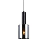 Italux Sardo - Lámpara colgante moderna negra 1 luz con vidrio, pantalla ahumada, E27