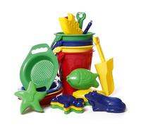 Italveneta Didattica Juego de Arena de 20 moldes, 4 Cubos, 4 paletas y 4 tamices, Colores y Formas Surtidas, Juego Creativo para niños, plástico Resistente