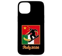 Italy 2026 Snowboarding China and Italy Flag Winter Sports Carcasa para iPhone 15 Plus