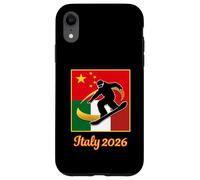 Italy 2026 Snowboarding China and Italy Flag Winter Sports Carcasa para iPhone XR