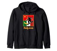 Italy 2026 Snowboarding China and Italy Flag Winter Sports Sudadera con Capucha