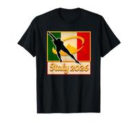 Italy 2026 Speed Skating Vintage Italy Flag Winter Sports Camiseta