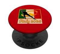Italy 2026 Speed Skating Vintage Italy Flag Winter Sports PopSockets PopGrip Adhesivo