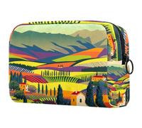 Italy - Bolsa organizadora de maquillaje para mujer, diseño de paisaje rural con cremallera, multicolor, 18.5x7.5x13cm/7.3x3x5.1in, Neceser