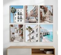 Italy Cityscape Coast Posters and Prints Canvas Printing Wall Art HD Picture for Living Room Home Decoration(30x40cm/6PCS Frameless)