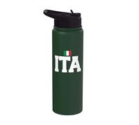 Italy Country Code with Flag Trendy College Font Stainless Steel Insulated Water Bottle