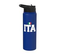 Italy Country Code with Flag Trendy College Font Stainless Steel Insulated Water Bottle