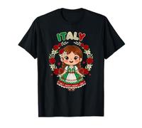 Italy Girl Traditional Dress with Flowers for Kids Italian Camiseta