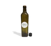 Italy Green Life 12 botellas vacías para aceite italiano de cristal oscuro Marasca UVAG de alta conservación de 500 ml con tapón hermético y antisalpicaduras para aceite, licor, 12 botellas de 0,5 l,