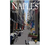 Italy Naples Neighborhood Cafe Vintage Viaje Póster Retro Pared Arte Lienzo Póster Arte Imprimir Hogar Decoración Habitación Decoración Sin Marco 60x90cm