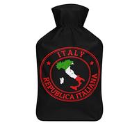 Italy Republica Italiana - Botella de agua de goma con cubierta de felpa suave, bolsa de agua caliente para invierno, manos y pies, protección contra el frío, 1000 ml
