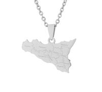 Italy Sicily Map Pendant Necklaces Italian Sicilia Jewelry Gifts for Women Men Italian Necklace Sicilia Flag Necklaces (N)