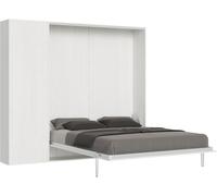 Itamoby Cama abatible 160 vertical con mueble effecto madeira fresno blanco