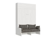 Itamoby Cama de matrimonio con sofá Kentaro blanco fresno con armario abatible (ALESSIA 20)