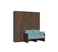 Itamoby Cama de una plaza y media abatible 120 Kentaro con sofá y columna nogal, azul claro