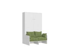 Itamoby Cama de una plaza y media retráctil 120 Kentaro con sofá blanco fresno, verde