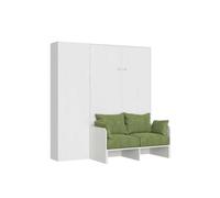 Itamoby Cama de una plaza y media retráctil 120 Kentaro con sofá y columna blanco fresno, verde
