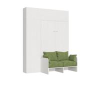 Itamoby Cama doble francesa retráctil 140 Kentaro con sofá y muebles blanco fresno, verde
