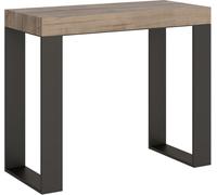 Itamoby Consola extensible 90x40/300 cm efecto madera roble natural y hierro