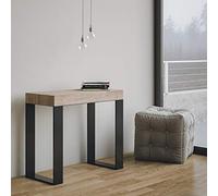 Itamoby, Consola Extensible Tecno Small, Roble & Antracita, Madera, L.90 x H.77 x P.40 (Extensible a 196 cm)