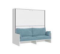 Itamoby Kando Cama doble plegable con sofá de fresno blanco, azul claro