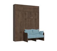 Itamoby Kentaro 140 cama doble francesa plegable con sofá y muebles nogal, azul claro