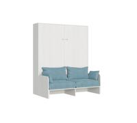 Itamoby Kentaro 160 - Cama doble plegable con sofá blanco fresno, azul claro