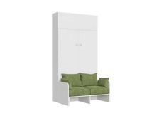 Itamoby Kentaro - Cama doble plegable (140 cm, con sofá y elemento de pared, color blanco y verde