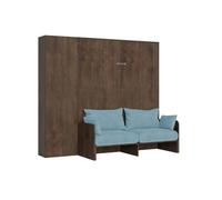 Itamoby Kentaro - Cama doble plegable (160 cm, con sofá y columna de nuez, color azul claro