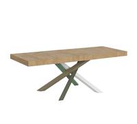 Itamoby - Mesa extensible (160/420 x 90 cm), diseño de volantes, color roble natural, patas multicolor 4/A