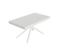 Itamoby Mesa extensible 160/420 x 90 cm Niket blanco fresno patas blancas