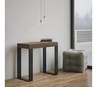 Itamoby Tecno 90cm Consola Extensible, Metal Paneles de melamina, Nogal/Antracita, 90 cm x 40 cm x 77 cm