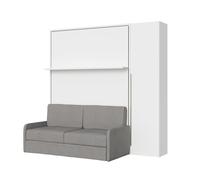 Itamoby Versia - Sofá de 160 cm de matrimonio con sofá, estantería y armario con 1 puerta a la derecha, color blanco