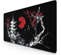 ITANWOLF Alfombrilla Gaming XXL para ratón 900x400, Mouse Pad, Precisión y Velocidad, Parte Inferior de Goma para una sujeción Estable, Antideslizante, Resistente al Agua, Japan Ink Painting Black