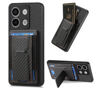 iTape Funda anticaídas para Redmi Note 13 Pro 5G, tarjetero de crédito en la parte posterior, funda plegable de metal, resistente a los golpes y caídas, color negro